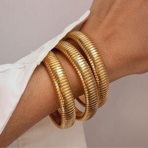 Snake Gold Bracelet Stack Set